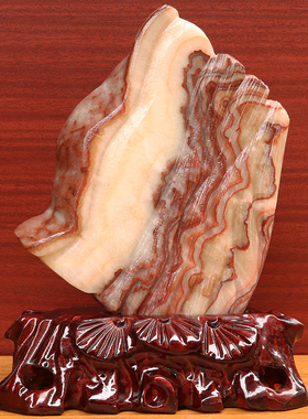 19*25*2cm1898g天然石材奇石摆件猪肉石五花肉桌面雕刻石摆件