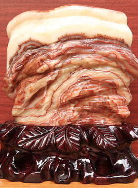 22*24*6cm4801g天然石材奇石摆件猪肉石五花肉桌面装饰雕刻石摆件