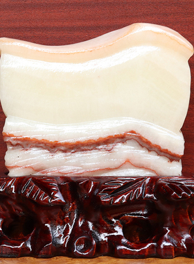 19*18*4cm1810g天然石材奇石摆件猪肉石五花肉桌面装饰雕刻石摆件