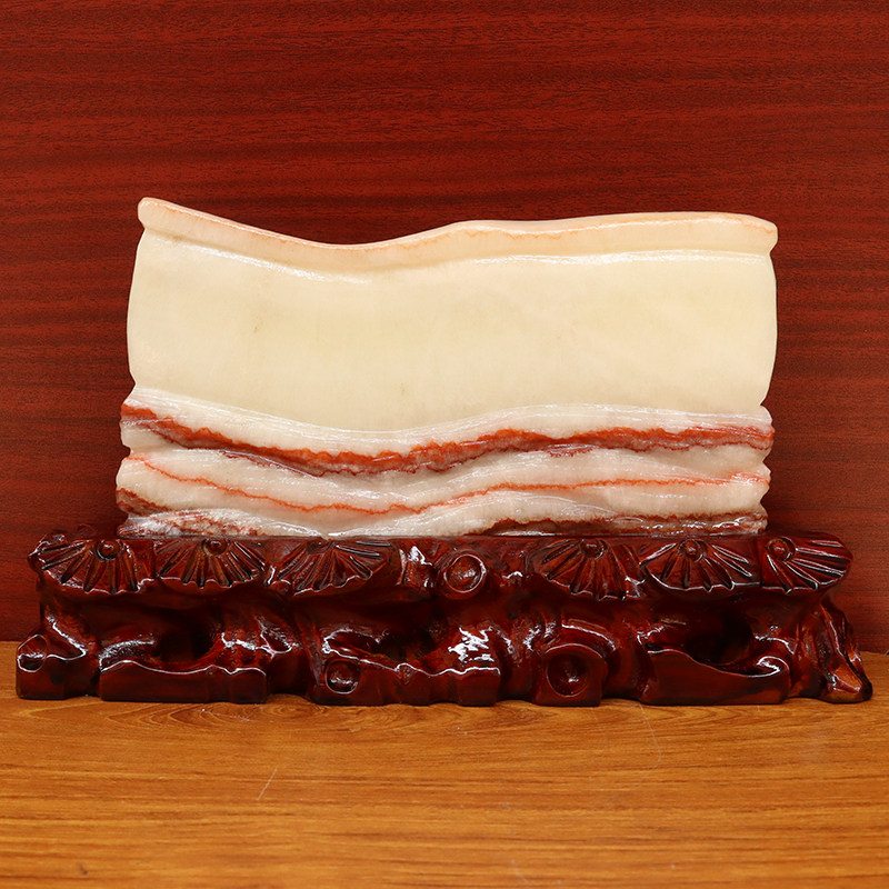 奇石摆件天然石材猪肉石五花肉桌面装饰雕刻石摆件29*16*2cm1917g