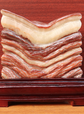 24*19*7cm5876g天然石材奇石摆件猪肉石五花肉桌面装饰雕刻石摆件