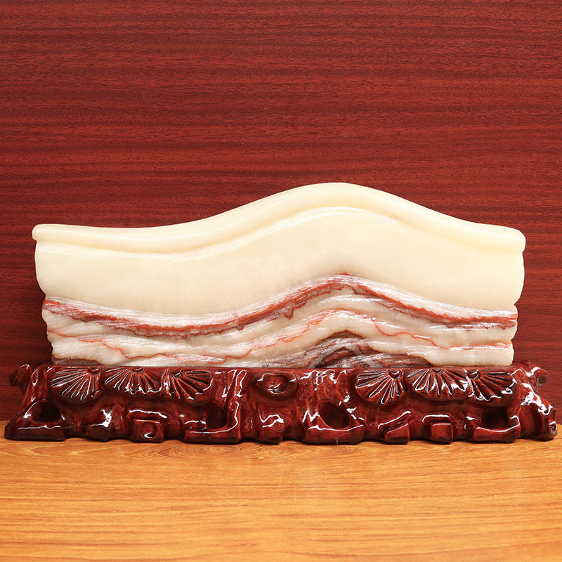 34*16*3cm3257g天然石材奇石摆件猪肉石五花肉桌面装饰雕刻石摆件