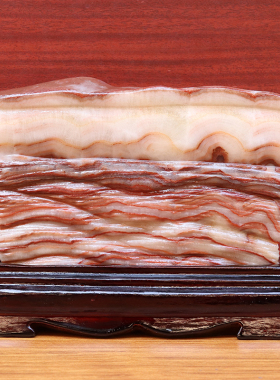 20*14*3cm1526g天然石材奇石摆件猪肉石五花肉桌面装饰雕刻石摆件