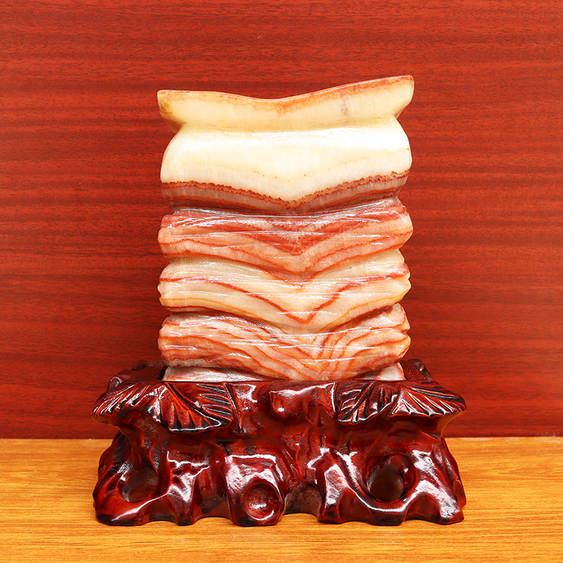 15*18*7cm2894g天然石材奇石摆件猪肉石五花肉桌面装饰雕刻石摆件