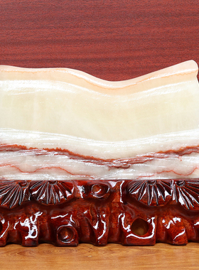 24*17*2cm1876g天然石材奇石摆件猪肉石五花肉桌面装饰雕刻石摆件