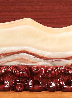 21*17*3cm1819g天然石材奇石摆件猪肉石五花肉桌面装饰雕刻石摆件