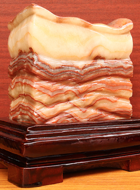 17*17*7cm3493g天然石材奇石摆件猪肉石五花肉桌面装饰雕刻石摆件