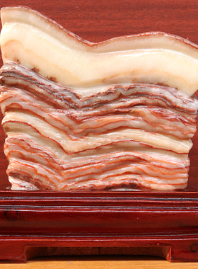 19*18*5cm2734g天然石材奇石摆件猪肉石五花肉桌面装饰雕刻石摆件