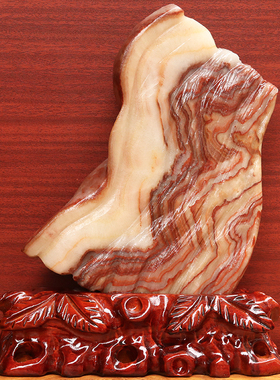 21*38*2cm2278g天然石材奇石摆件猪肉石五花肉桌面装饰雕刻石摆件