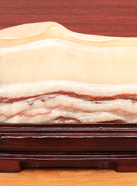 22*19*3cm2250g天然石材奇石摆件猪肉石五花肉桌面装饰雕刻石摆件