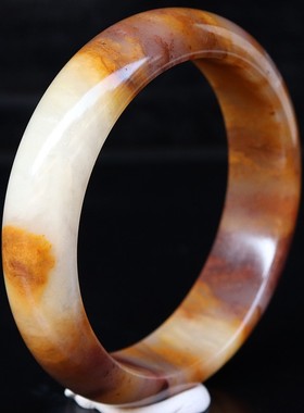 57*15*8mm54g天然玉石桂林鸡血玉石手镯帝皇料田湾料有几颗沙眼