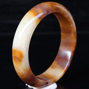 57*15*8mm54g天然玉石桂林鸡血玉石手镯帝皇料田湾料有几颗沙眼