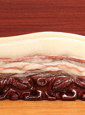 24*15*3cm1941g天然石材奇石摆件猪肉石五花肉桌面装饰雕刻石摆件