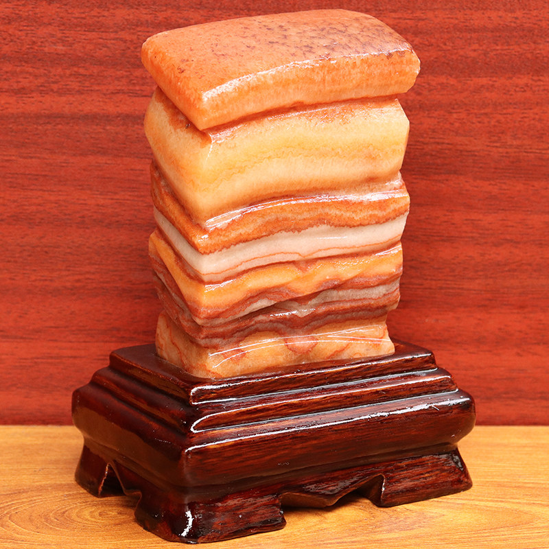 9*13*3cm645g天然石材奇石摆件猪肉石五花肉桌面装饰雕刻石摆件