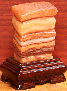 9*13*3cm645g天然石材奇石摆件猪肉石五花肉桌面装饰雕刻石摆件