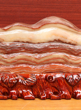 29*23*5cm5617g天然石材奇石摆件猪肉石五花肉桌面装饰雕刻石摆件