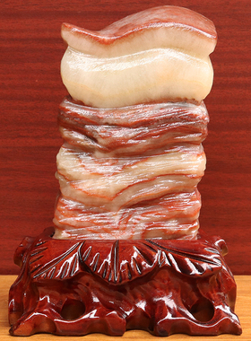 12*18*6cm1926g天然石材奇石摆件猪肉石五花肉桌面装饰雕刻石摆件