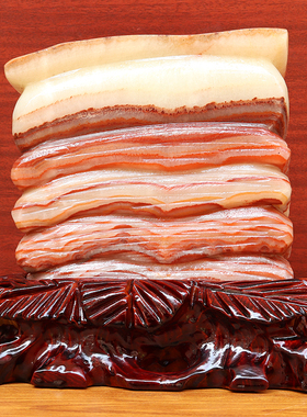 20*19*6cm3530g天然石材奇石摆件猪肉石五花肉桌面装饰雕刻石摆件