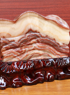 21*16*2cm1460g天然石材奇石摆件猪肉石五花肉桌面装饰雕刻石摆件