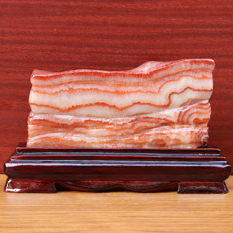 19*12*2cm912g天然石材奇石摆件猪肉石五花肉桌面装饰雕刻石摆件