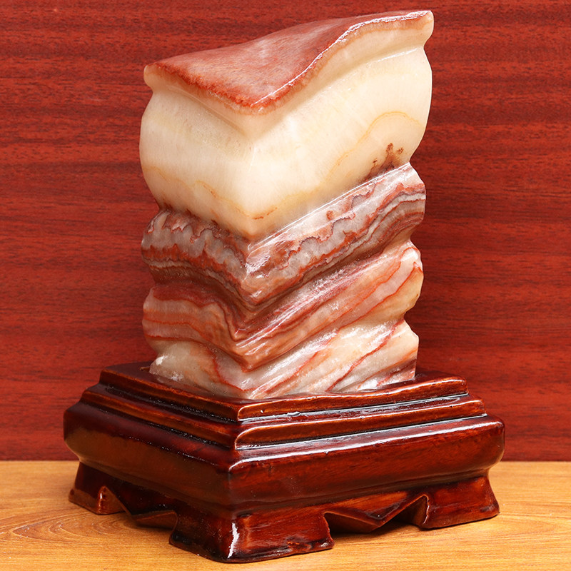 9*14*6cm1198g天然石材奇石摆件猪肉石五花肉桌面装饰雕刻石摆件