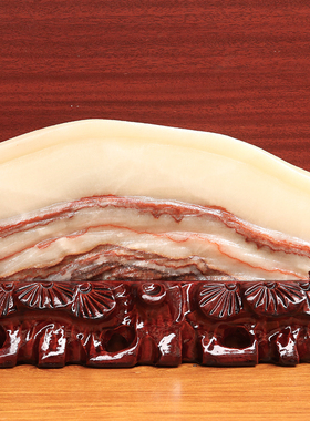 26*16*2cm1742g天然石材奇石摆件猪肉石五花肉桌面装饰雕刻石摆件