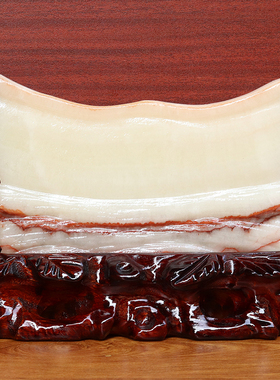 22*15*2cm1324g天然石材奇石摆件猪肉石五花肉桌面装饰雕刻石摆件