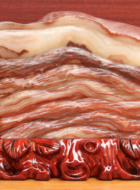 24*23*5cm5728g天然石材奇石摆件猪肉石五花肉桌面装饰雕刻石摆件