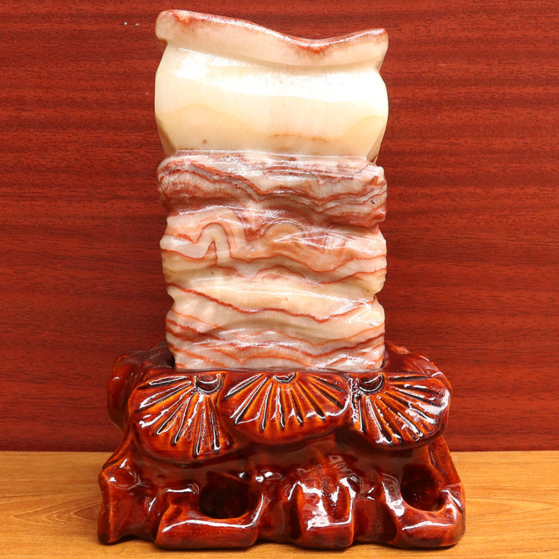 11*17*7cm1697g天然石材奇石摆件猪肉石五花肉桌面装饰雕刻石摆件