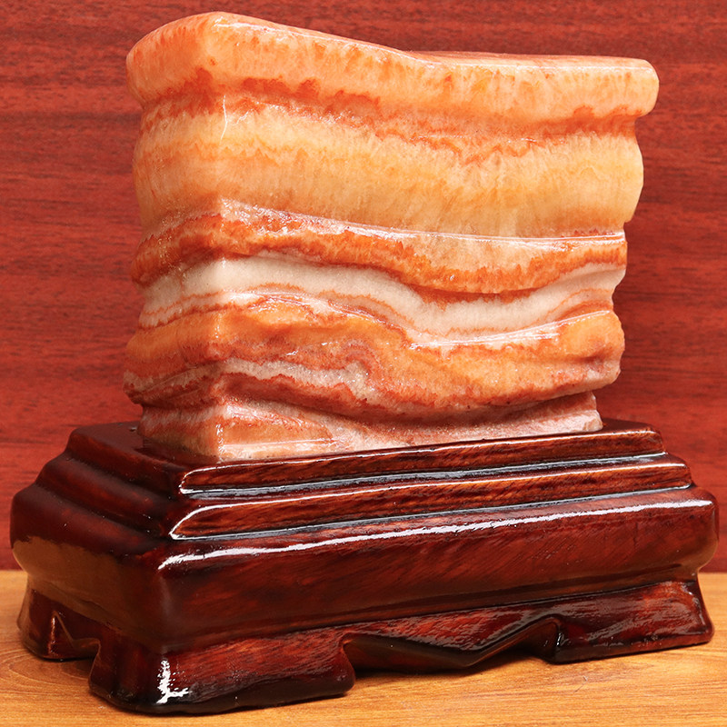 12*11*3cm790g天然石材奇石摆件猪肉石五花肉桌面装饰雕刻石摆件