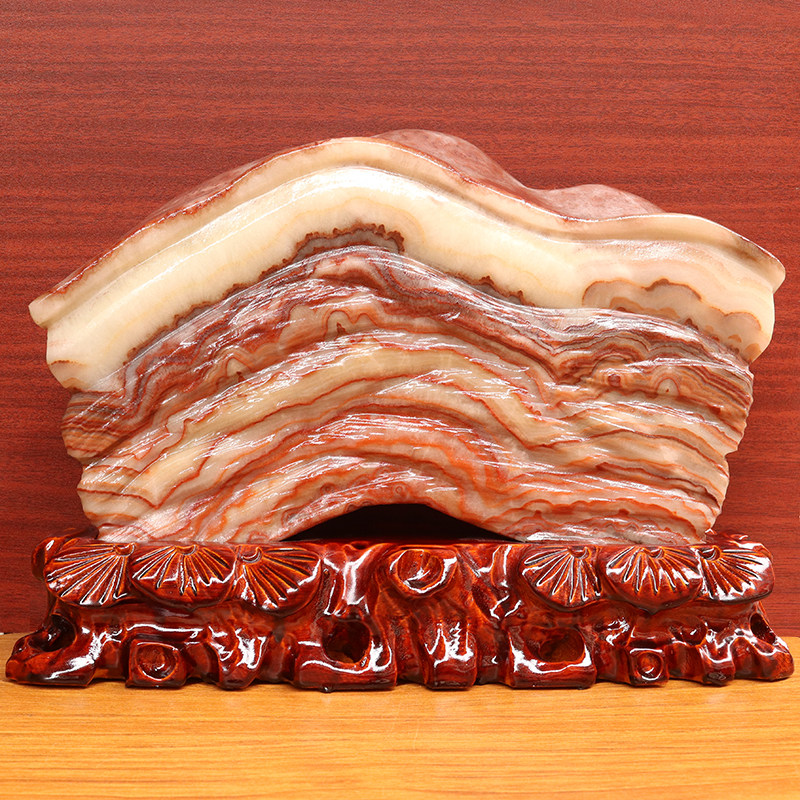 32*24*6cm7277g天然石材奇石摆件猪肉石五花肉桌面装饰雕刻石摆件