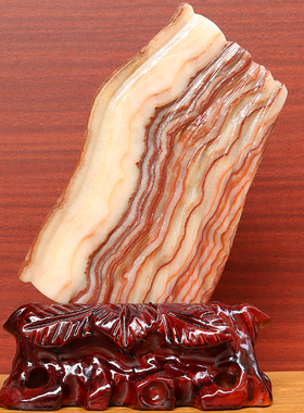 16*25*2cm1605g天然石材奇石摆件猪肉石五花肉桌面装饰雕刻石摆件