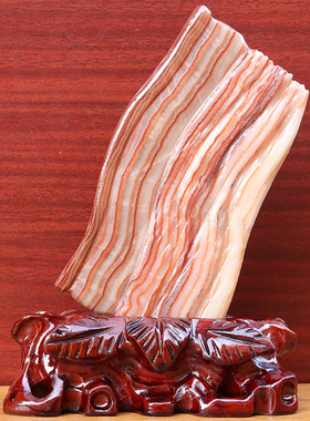 16*22*2cm972g天然石材奇石摆件猪肉石五花肉桌面装饰雕刻石摆件