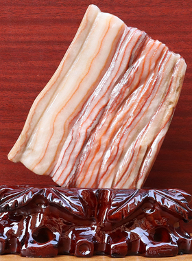 16*19*2cm1085g天然石材奇石摆件猪肉石五花肉桌面装饰雕刻石摆件