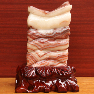 饰雕刻石摆件 5cm1775g天然石材奇石摆件猪肉石五花肉桌面装