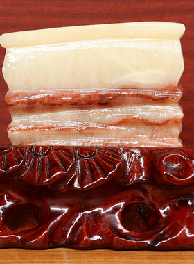 14*12*4cm1195g天然石材奇石摆件猪肉石五花肉桌面装饰雕刻石摆件