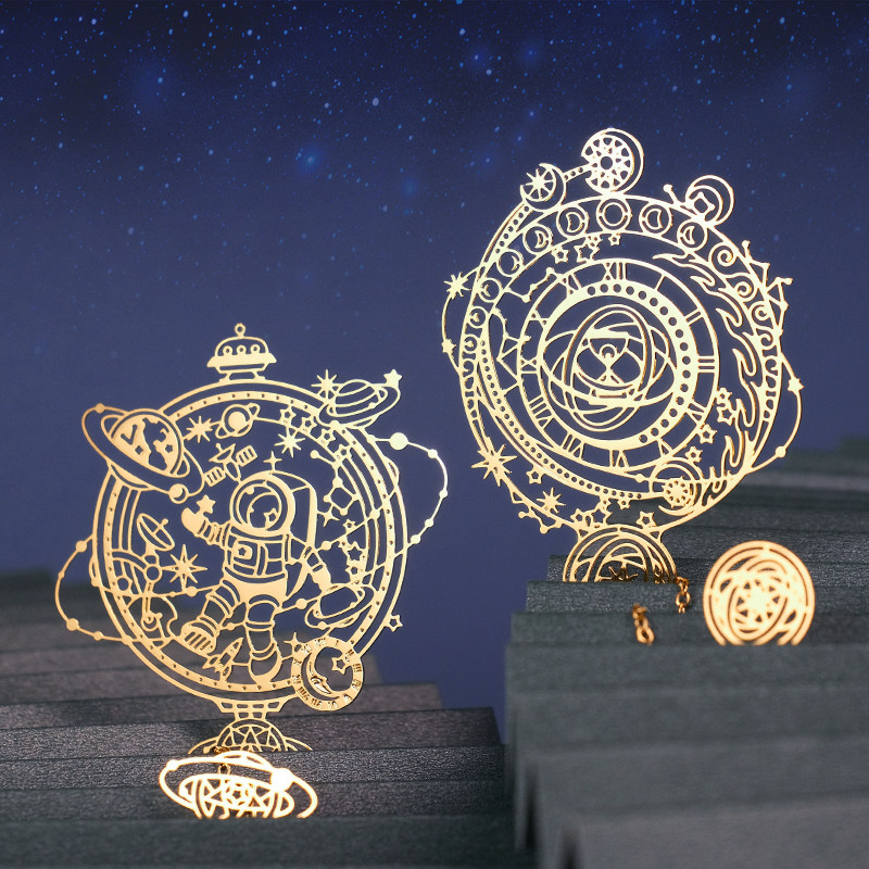 宇宙星空系列小清新黄铜金属书签
