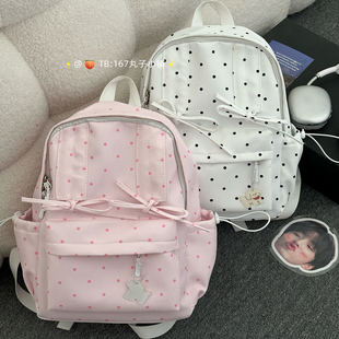 书包女生初中生可爱少女心蝴蝶结波点氛围感小型双肩包女游玩包女