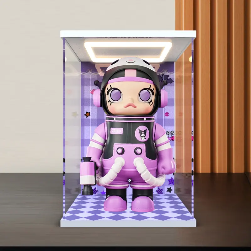 适用泡泡玛特 Molly 400% 三丽鸥 库洛米 手办亚克力灯光款收纳盒