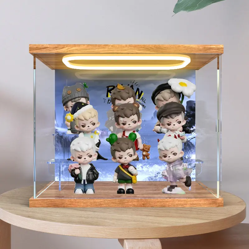 适用rayan万物生长盲盒可爱娃娃摆件潮玩手办亚克力回灯款收纳盒