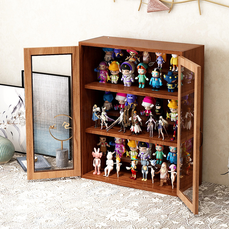 手办盲盒防尘实木质收纳柜