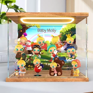 适用泡泡玛特Baby Molly抱抱探索计划系列手办盲盒回灯高清收纳盒