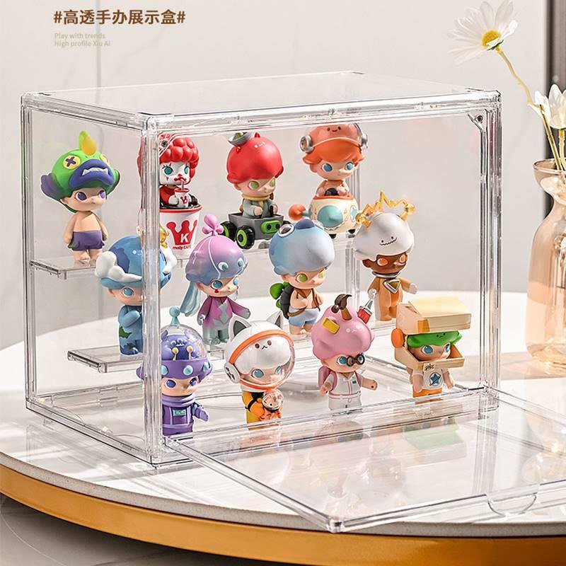 手办盲盒收纳盒子泡泡玛特展示盒容量大透明桌面防尘公仔收纳神器