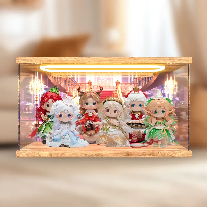 适用黑玩荞荞JOY圣诞秘密舞会盲盒潮玩展示盒亚克力回型灯收纳盒