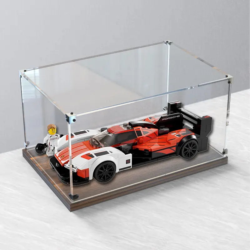 亚克力防尘盒适用76916 保时捷 963车模拼装积木罩木质展示盒