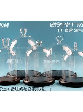 微景观玻璃罩黑色底座花