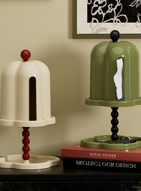 中古风纸巾盒家用客厅茶几抽纸盒卧室收纳摆件高级感卷纸盒装饰品