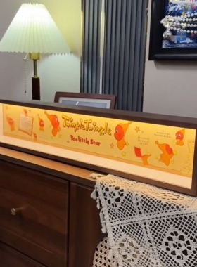 泡泡玛特手办盲盒收纳盒展示柜防尘相框发光长条摆件长方形