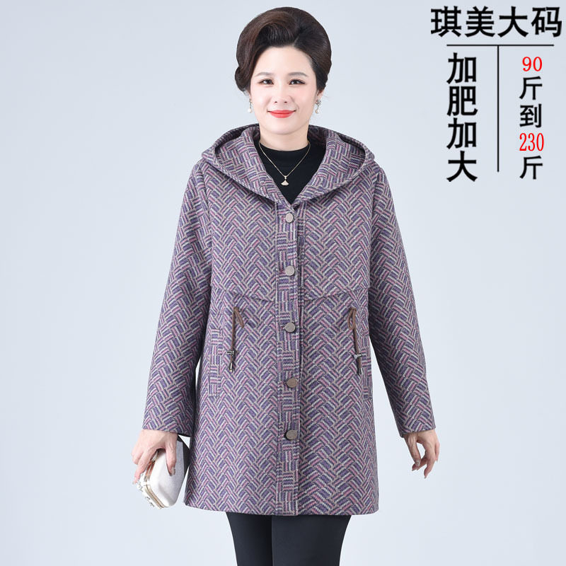 大码春秋装风衣外套200斤妈妈装