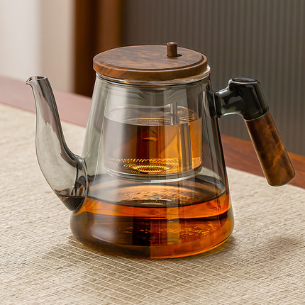 飘逸杯泡茶壶全玻璃内胆家用2024新款一键按压式茶水分离茶具套装